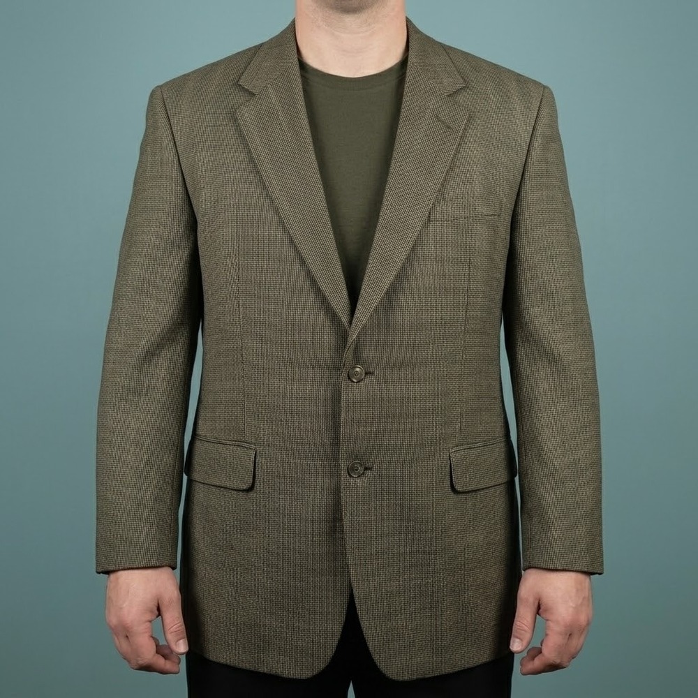 Jos. A. Bank Brown Check Tweed Blazer Mens 44R 100% Wool EUC
